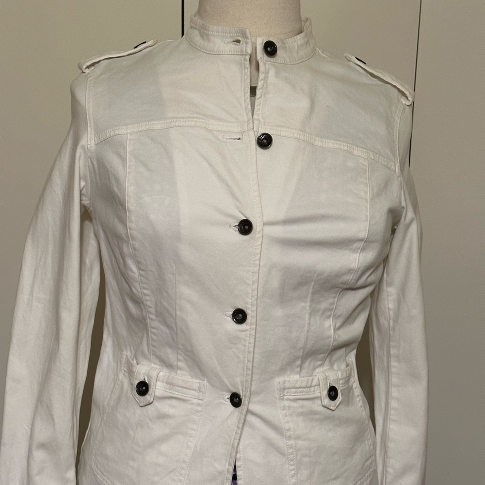 Explorer White Blazer Military Jacket Y2K